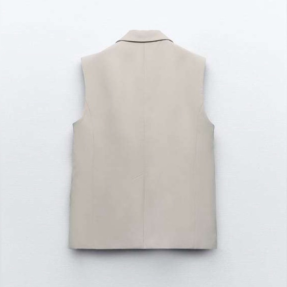 Zara grey blazer vest double breasted jacket - Picture 4 of 7